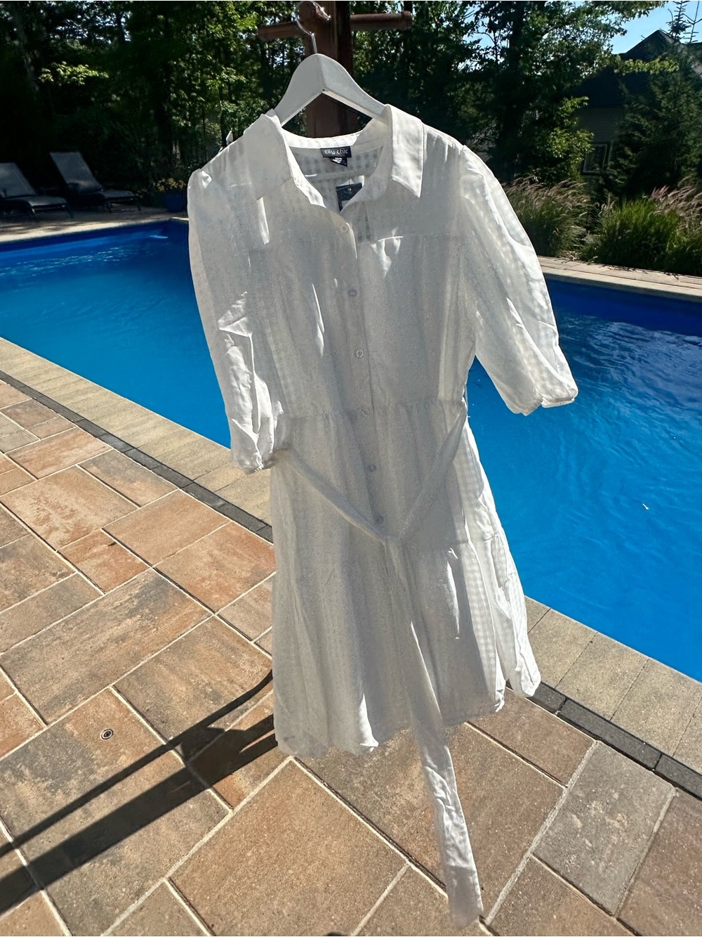 City Chic White Checkered Button-Up Shirt